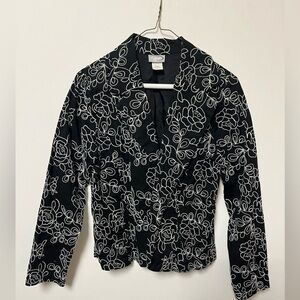 RAVE BLACK AND WHITE EMBROIDED  JACKET SIZE LARGE